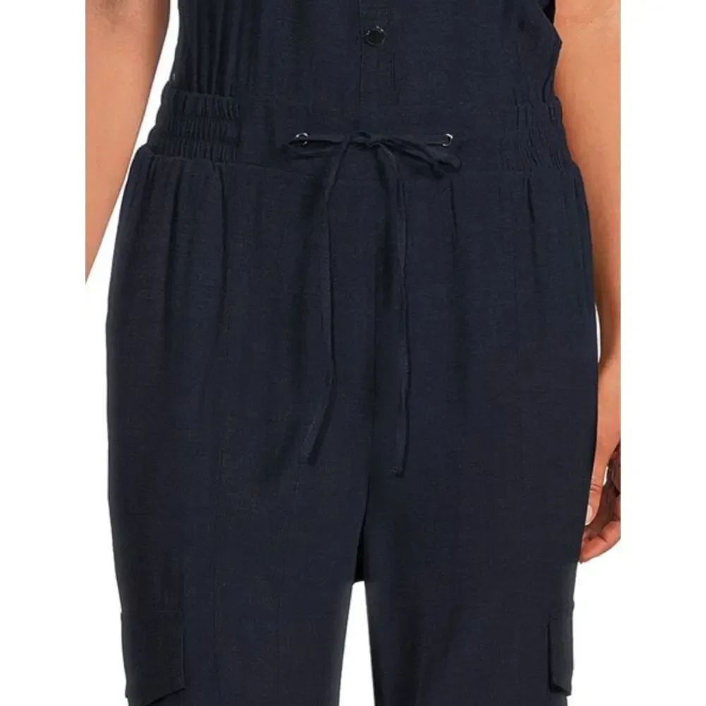 Elie Tahari Women's Belted Ankle Jumpsuit Blue Corporate Core Minimalist Size S - Picture 11 of 16